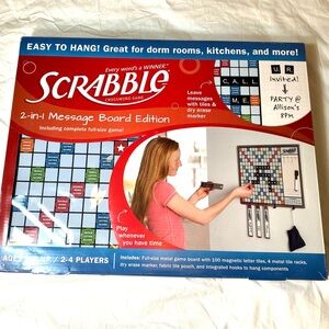 Scrabble Message board & game, dry erase markers & magnetic letter tiles - NWOT!
